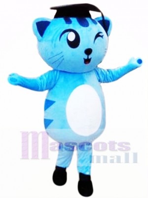 Cute Blue Doctor Cat Mascot Costume