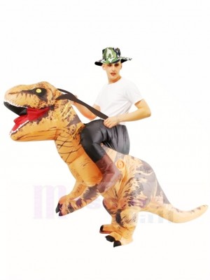 Brown Tyrannosaurus T-Rex Inflatable Carry Me Ride On Mascot Costumes