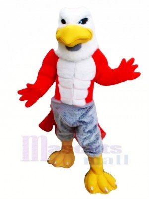 Friendly Muscle Hawk Mascot Costume Cartoon