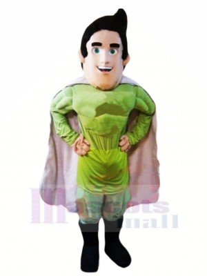 Superman Hero in Green Mascot Costume Cartoon 	