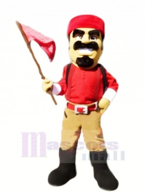 Pioneer in Red Mascot Costume People
