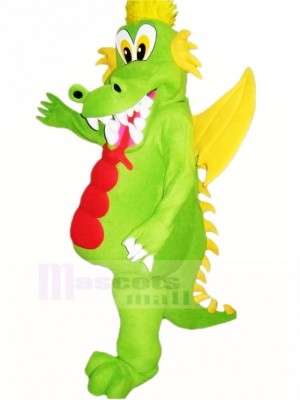 Green Dragon with Yellow Wings Mascot Costume Cartoon	