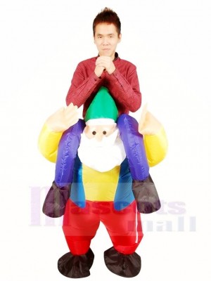 Ride on Garden Gnome Elf Inflatable Halloween Xmas Costumes for Adults