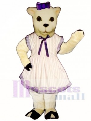 Lamb with Apron & Bow Mascot Costume