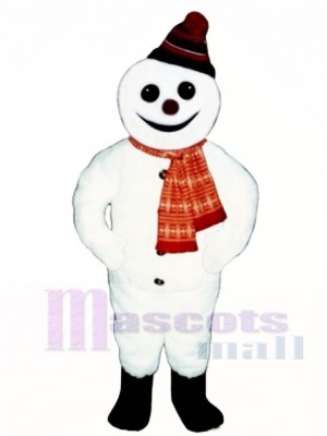Smiling Snowman with Hat & Scarf Mascot Costume