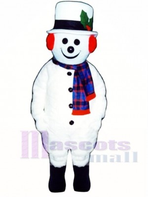 Jolly Snowman with Hat, Earmuffs & Scarf Christmas Mascot Costume