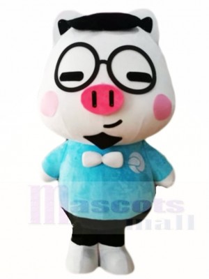 Schwein mit Headset Maskottchen Kostümen Karikatur