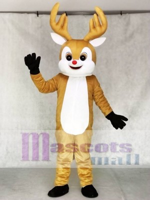 Red Nose Yellow Reindeer Adult Mascot Costume Animal