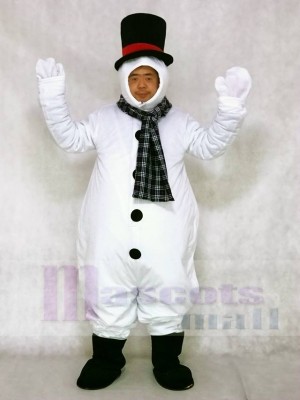Snowman with Hood Hat and Scarf Mascot Costumes Christmas Xmas 