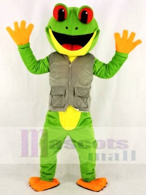 Green Tree Frog in Vest Mascot Costumes 