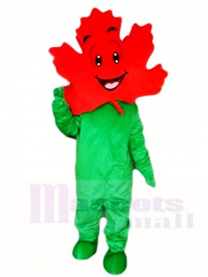 Green Body Maple Leaf Mascot Costumes Plant 
