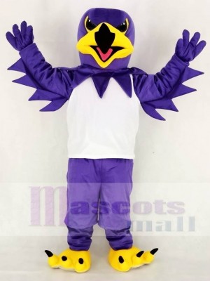 Purple Night Hawk with White Vest Mascot Costume School 