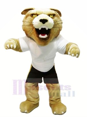 Fierce Wildcat with White T-shirt Mascot Costumes	