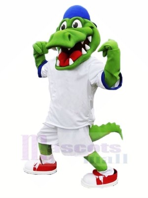 Sport Alligator with White Suit Mascot Costumes Cartoon
