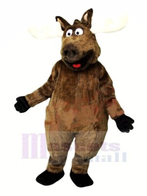 Happy Brown Moose Mascot Costumes Cartoon