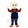 Pig with Blue Overalls Mascot Costume Cartoon
