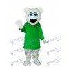 Green Shirt White Bear Mascot Adult Costume
