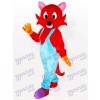 Red Fox in Blue Bib Overalls Adult Mascot Costume