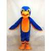 Friendly Royal Blue and Orange Falcon Mascot Costume