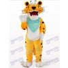 Orange Leopard With Blue Scarf Mascot Costume