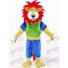 Green And Blue Leo Lion With Red Hair Mascot Costumes Animal