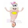 Pink and White Ice Cream Mascot Costume Cartoon 
