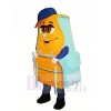 Blue and Orange Backpack Mascot Costume Cartoon