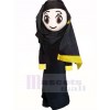 Cute Arab Girl in Black Mascot Costume Cartoon