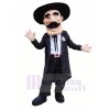 Gentleman with Black Hat Mascot Costume People	