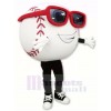 White Baseball with Glasses Mascot Costume Cartoon