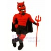 Red Devil with Green Eyes Mascot Costume Cartoon	