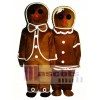 Gingerbread Boy (on left) Mascot Costume Christmas Xmas