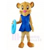 Lifeguard Female Lion Cougar in Blue Dress Mascot Costumes Animal