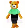 Brown Bear in Green Shirt and Black Skirt Mascot Costumes Animal 