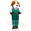  Brown Dog in Green Suit Mascot Costumes Animal 