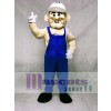 Miner with Blue Overalls Mascot Costume