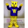 Cute Winner Wildcat Cat Mascot Costumes in Blue Shirt Animal