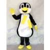 Penguin Mascot Costume with Yellow and White Scarf