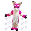 Pink Husky Dog Fox Mascot Costume Cartoon 