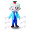 Blue Suit Glasses Old Man Mascot Costume  