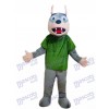 Gray Wolf in Green Shirt Mascot Costume Animal 