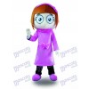 Purple Dress Big Eyes Girl Mascot Costume Cartoon 