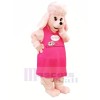 Pink Dog in Dress Mascot Costumes Cartoon