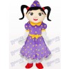 Girl in Purple Dress Cartoon Adult Mascot Costume
