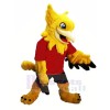 Yellow Gryphon with Red T-shirt Mascot Costumes	