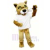 Brown Wildcat with T-shirt Mascot Costume Cartoon