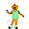Happy Deer in Green Mascot Costumes Cartoon
