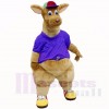Top Quality Kangaroo With Purple Shirt Mascot Costumes Adult