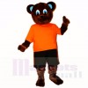 Sport Brown Bear with Orange Shirt Mascot Costumes Cartoon