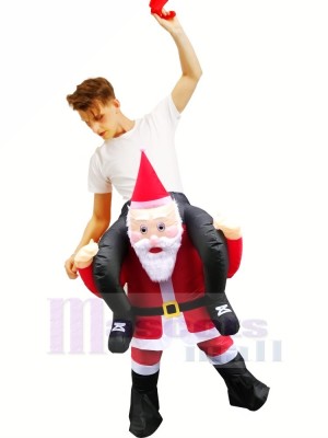 Inflatable Carry Me Christmas Santa Claus Mascot Costumes Cartoon 